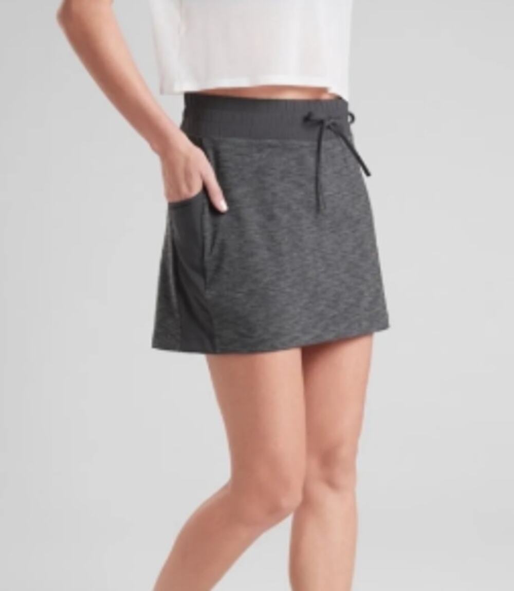 Athleta Excursion Hybrid Athletic Skort Skirt Gray Black Women Small Tennis Golf